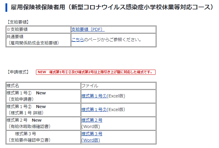 小学校休業等対応助成金の上限額引上げ対応様式が公開